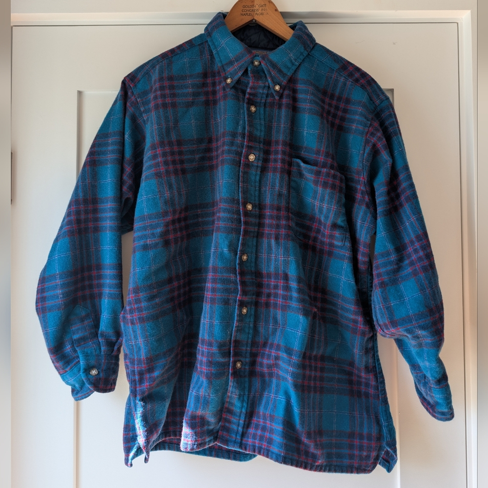 Pendleton Teal and Magenta Plaid Shirt Jacket